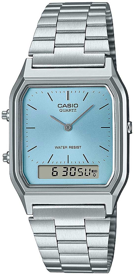 Casio Vintage AQ-230A-2A1MQYES Uhr • Kultiges Retro-Design • Zweite Zeitzone