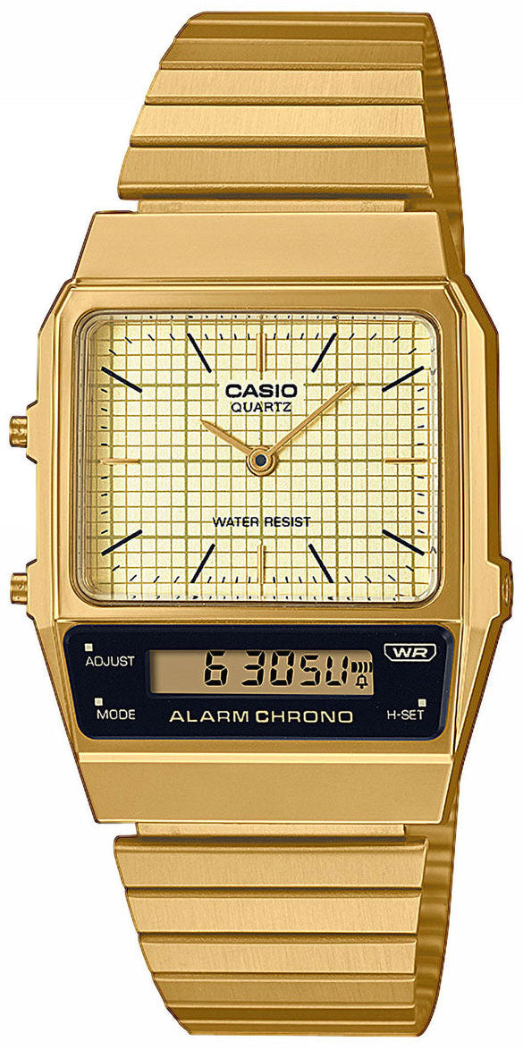 Casio Vintage Edgy AQ-800EG-9AEF Uhr • Analog-Digital-Anzeige • Edelstahlband