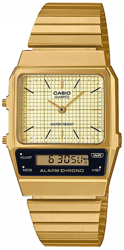 Casio Vintage Edgy AQ-800EG-9AEF Uhr • Analog-Digital-Anzeige • Edelstahlband