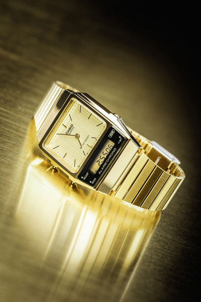 Casio Vintage Edgy AQ-800EG-9AEF Uhr • Analog-Digital-Anzeige • Edelstahlband