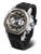 Herrenarmbanduhr mit schwarzem perforiertem Gummiband, silbernem Gehäuse und dunklem Zifferblatt