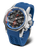 Herrenarmbanduhr Vostok Europe mit blauem Silikonarmband, blauem Lünette, schwarzem Zifferblatt