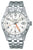 Herrenarmbanduhr mit silbernem Zifferblatt, GMT-Zeiger, Datumsfenster bei 6 Uhr, Edelstahlband