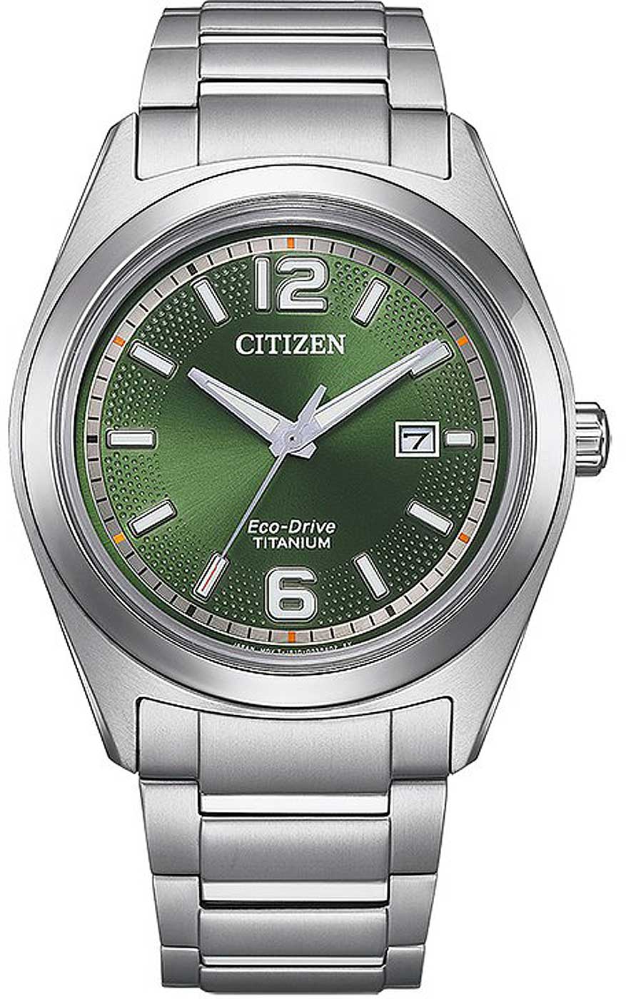 Citizen Eco-Drive Urban AW1641-81X Uhr • Super Titanium • Grünes Zifferblatt
