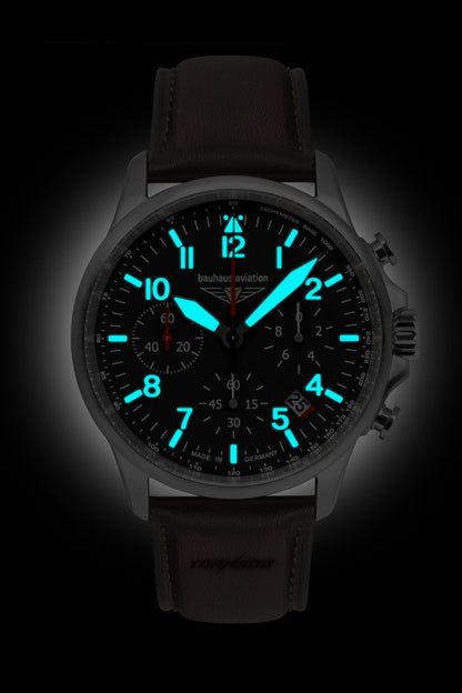 Herrenuhr, Quarz Chronograph aus Edelstahl - Schwarzes Zifferblatt - Bauhaus Modell: 27742