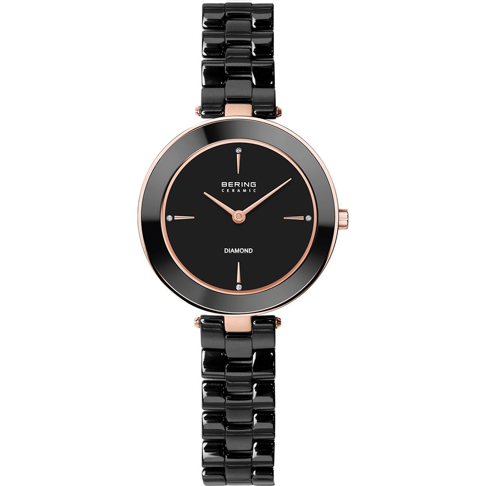 Bering Ceramic 16629-762 Damen Armbanduhr Schwarz • Saphirglas • Diamant-Indizes