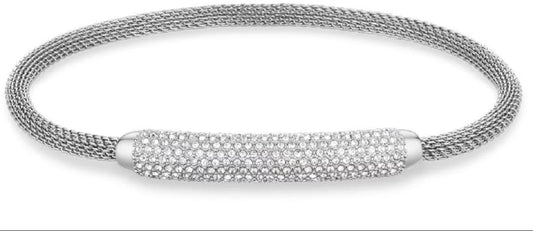 Eleganter BERING Arctic Pavé Armreif Glänzend Silber Edelstahl Kristallglas 666-17-180