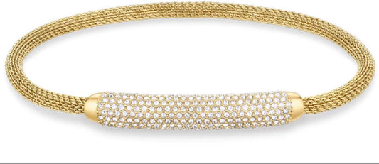 Arctic Pavé Goldener Meshreif mit funkelnden Kristallen - Elegantes Edelstahl Armband - BERING Modell: 666-27-180