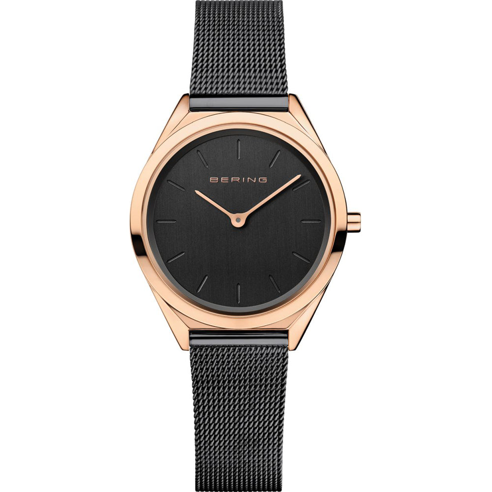 Bering Ultra Slim 17031-166 Damen Armbanduhr Grau • Saphirglas • Milanaise-Armband