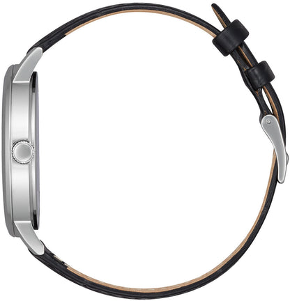 Citizen BI5070-06A Herrenuhr • Weißes Zifferblatt mit Datum • Schwarzes Echtlederarmband