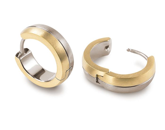 Boccia Titanium 0539-02 Kreolen Bicolor • Reintitan mit 18kt Gelbgold • Satin-mattiert und Hochglanzpoliert