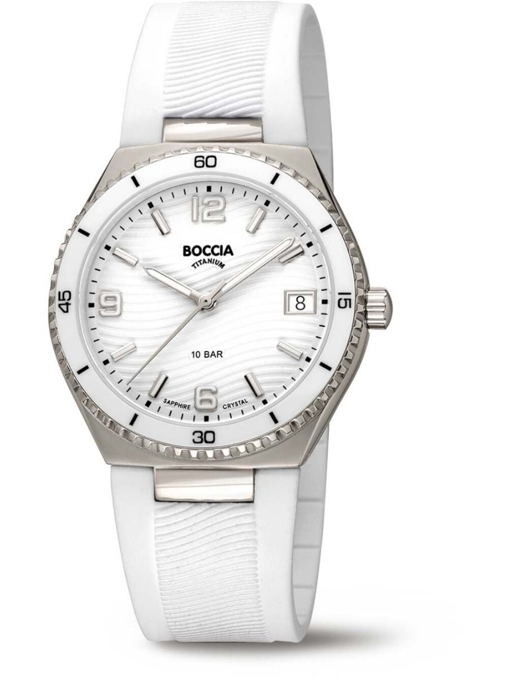 Boccia Titanium Keramik 3375-01 Damen Armbanduhr Weiß • Saphirglas • Titangehäuse