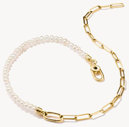 Glieder-Charm-Kette mit Connect Link, aus Silber, mit Perlen, vergoldet - Thomas Sabo Modell: C1211-430-14-L45