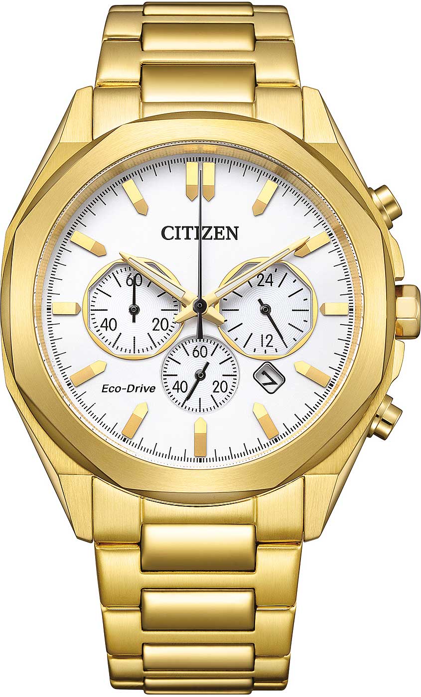 Citizen CA4592-85A Herrenuhr • Eco-Drive Solarantrieb • Goldplattierter Chronograph