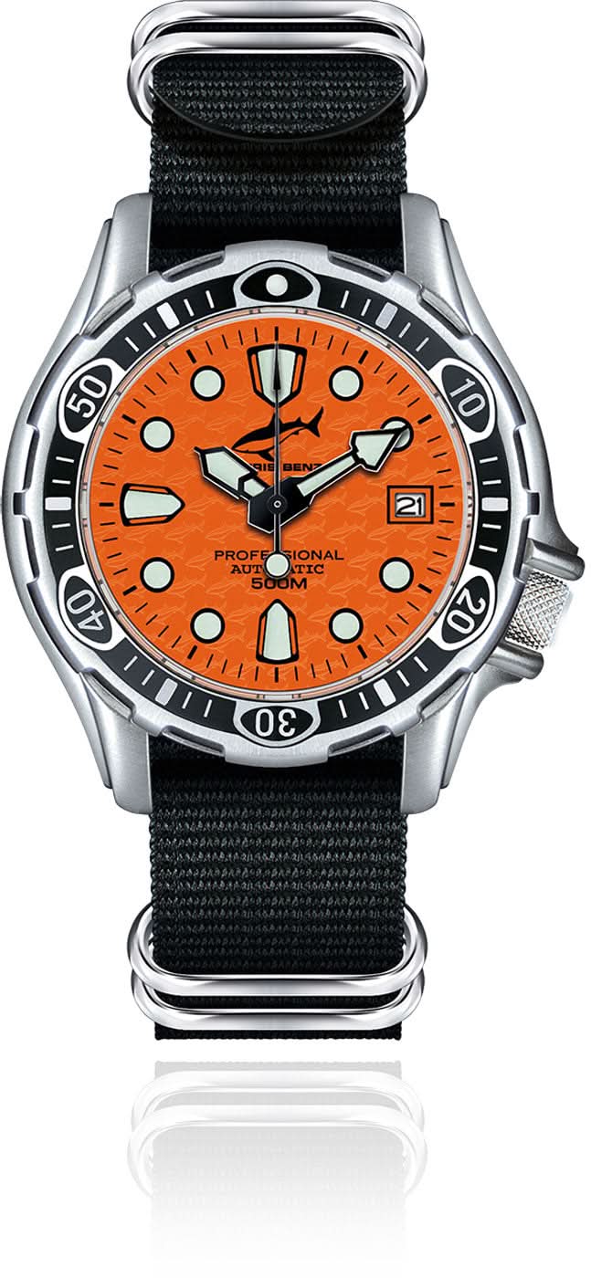Chris Benz DEEP 500M AUTOMATIC CB-500A-O-NBS Herren Uhr • Automatik Uhrwerk • Hai-geprüft