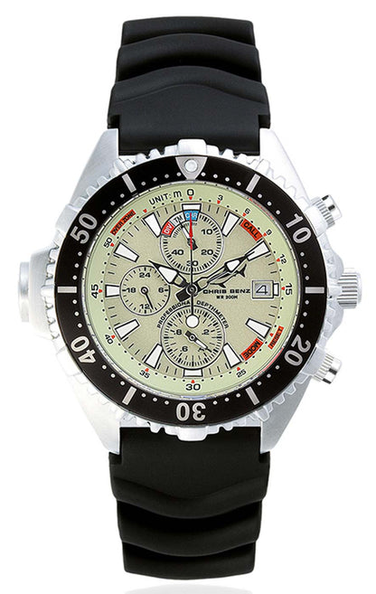 Chris Benz Depthmeter Chronograph 200m CB-C200-N-KBS Herren Uhr • Hai-Proof • Saphirglas