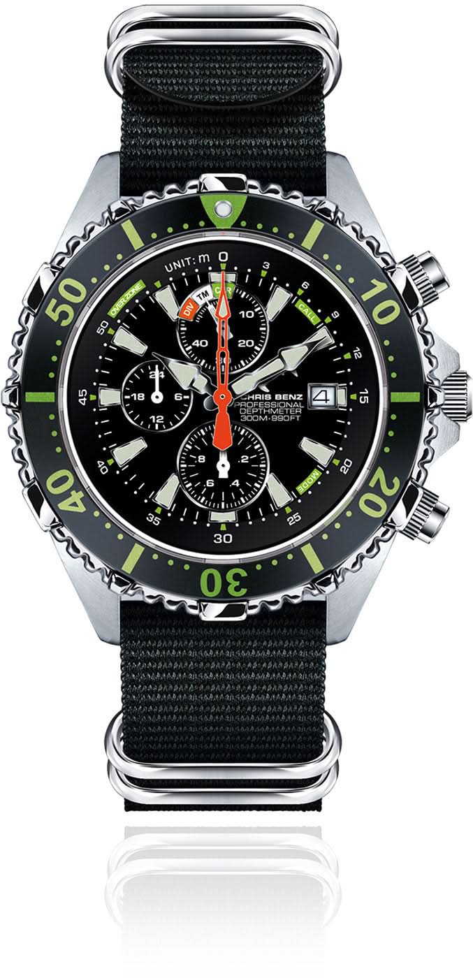 Chris Benz CB-C300X-G-NBS Men's Watch • Sapphire Crystal • Depth Gauge