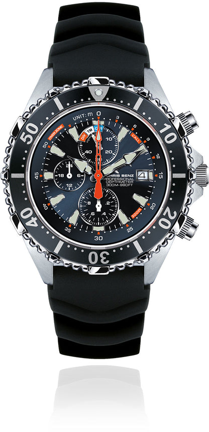 Chris Benz Depthmeter Chronograph 300M CB-C300X-NB-KBS Herren Uhr • Hai-Proof Saphirglas • 300m Wasserdicht