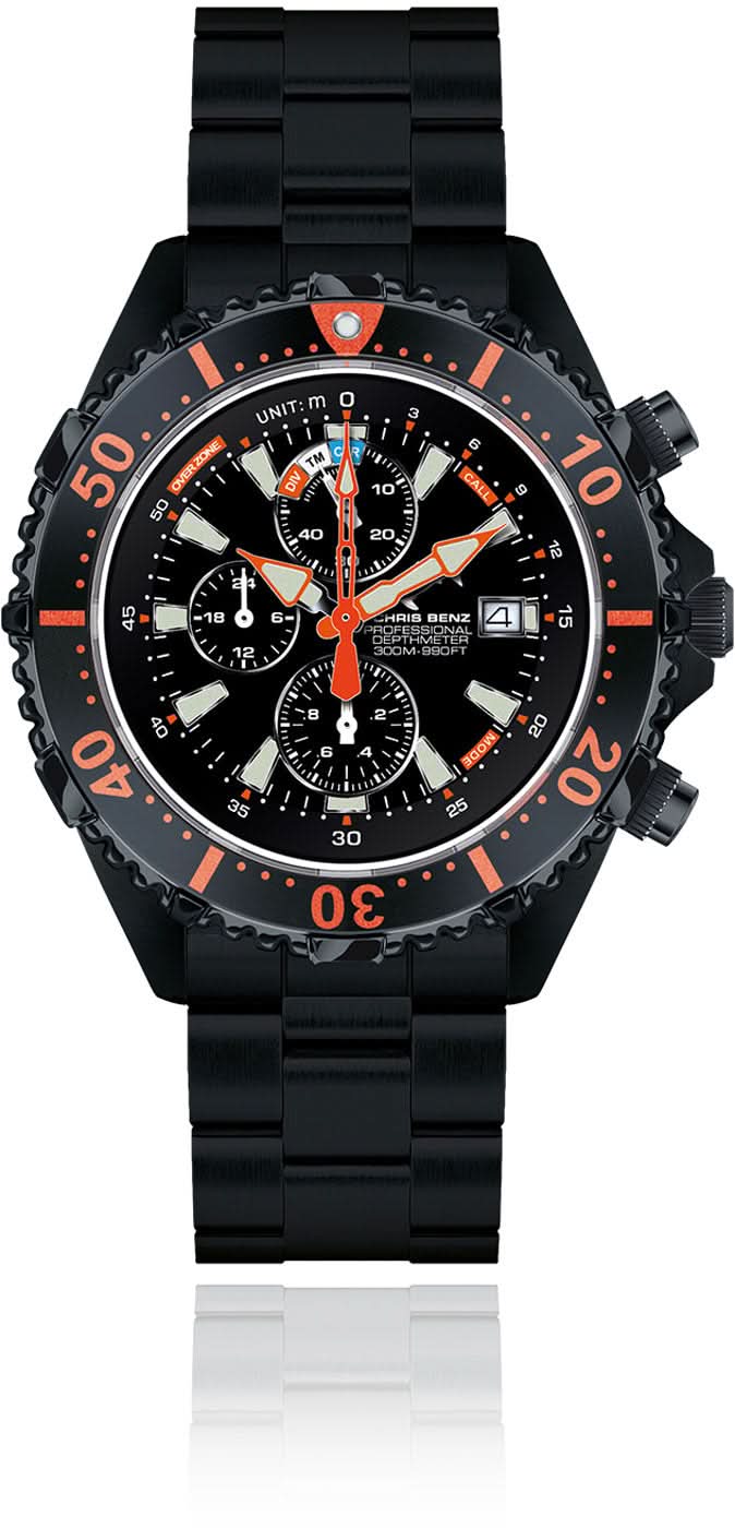 Chris Benz Depthmeter CB-C300X-RS-MB Herrenuhr • Tiefenmesser bis 50m • 300m Wasserdicht