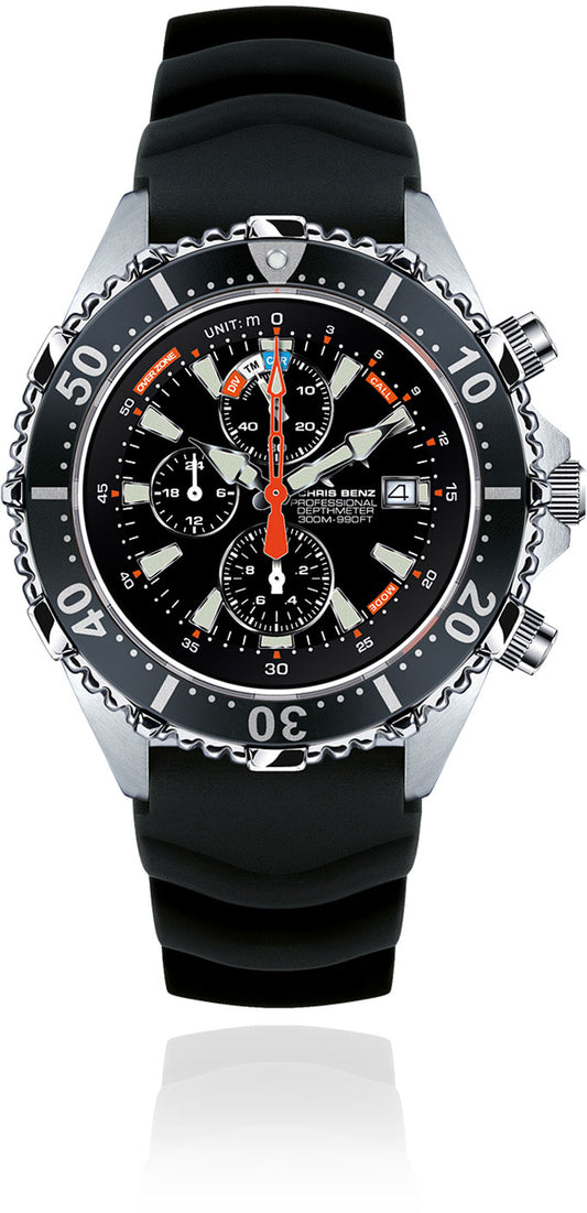 Chris Benz Depthmeter Chronograph 300M CB-C300X-S-KBS Herren Uhr • Hai-Proof • Saphirglas