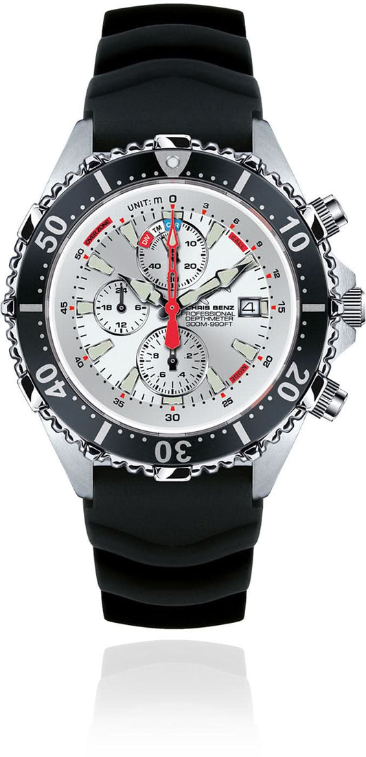 Chris Benz DEPTHMETER Chronograph 300M CB-C300X-SI-KBS Unisex Watch • Depth Meter • Sapphire Crystal