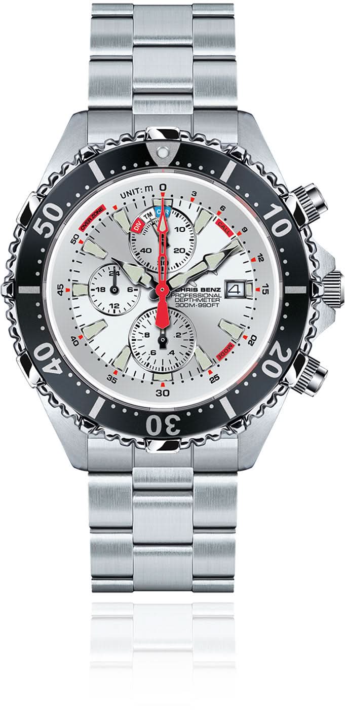 Chris Benz DEPTHMETER CHRONOGRAPH 300M CB-C300X-SI-MB Unisex Watch • Quartz Movement • Sapphire Crystal