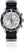 Herrenuhr mit schwarzem Textilarmband, weißem Zifferblatt und rotem Chronographenring