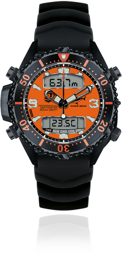 Chris Benz DEPTHMETER Digital 200M CB-D200X-RS-KBS Unisex Uhr • Hai-Proof • Saphirglas
