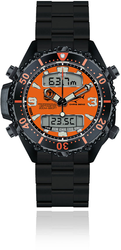 CHRIS BENZ DEPTHMETER DIGITAL 200M RESCUE DIVER CB-D200X-RS-MB Uhr • Hai-geprüft • Saphirglas