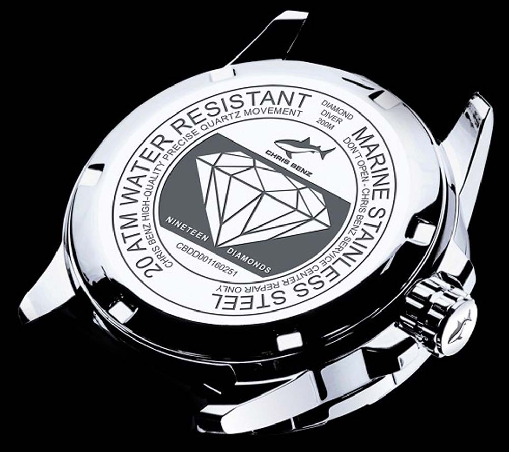 Chris Benz Diamond Diver CB-DD200-R-MBO Damen Uhr • Hai-Proof • Saphirglas