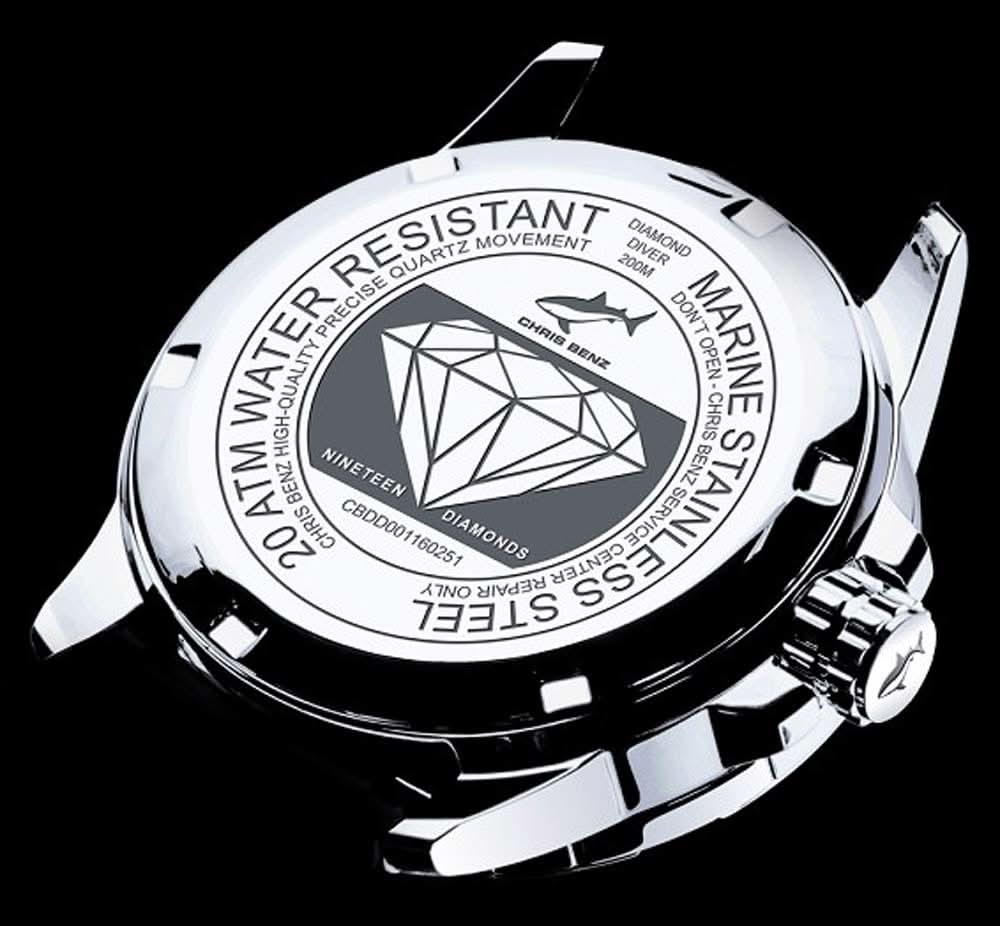Chris Benz Stars & Diamonds Diamond Diver CB-DD200-SI-MBJ Damen Uhr • Hai-geprüft • Saphirglas