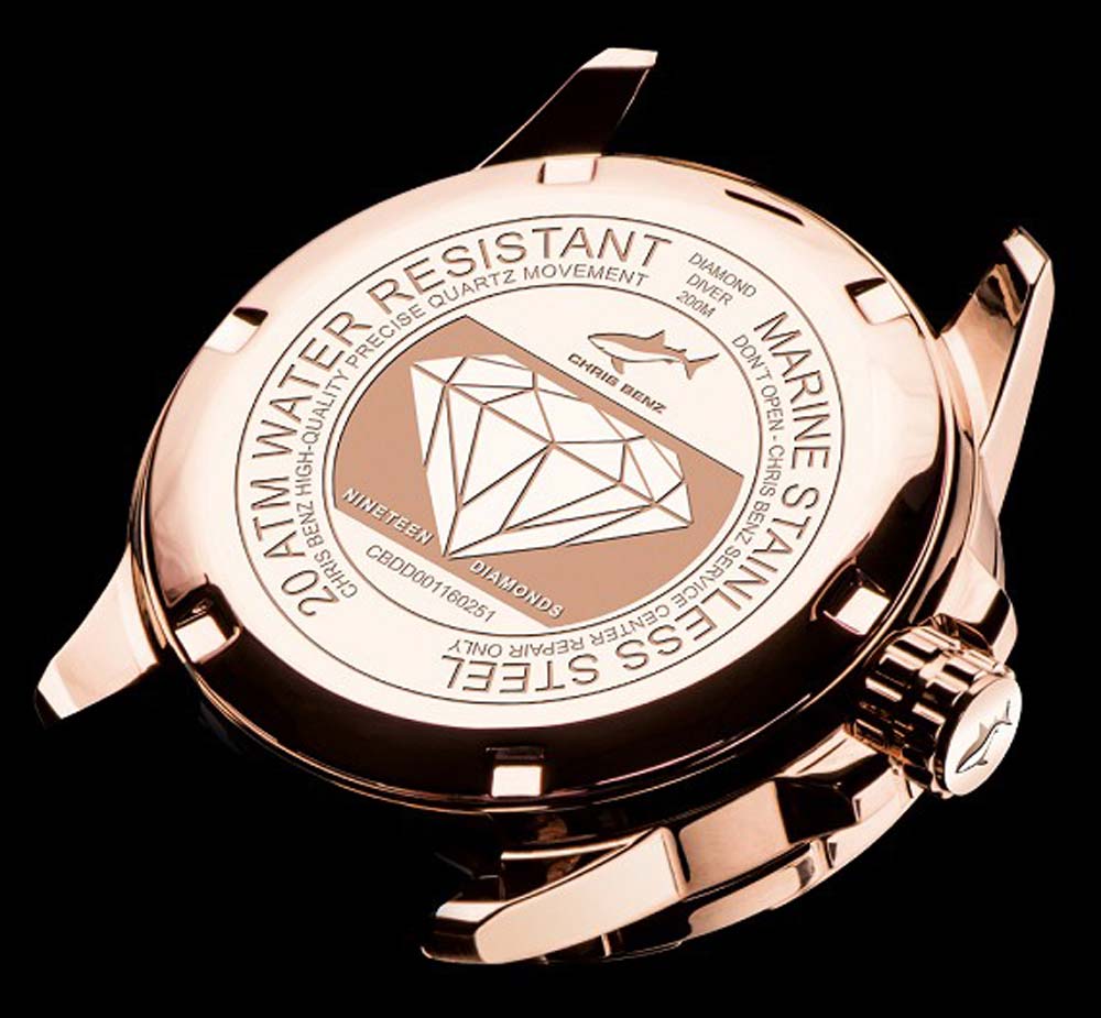 Rock Beach" Damenuhr Taucheruhr - Serie: Stars & Diamonds Diamond Diver - Chris Benz Modell: CB-DD200-SIR-MBJ