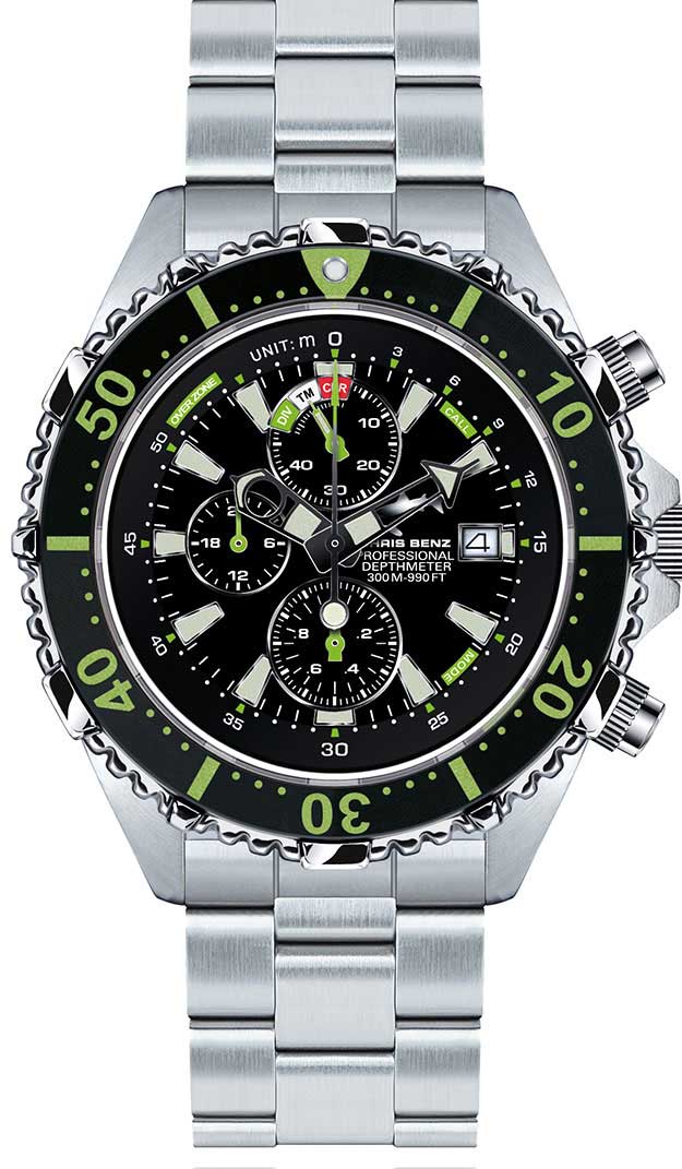 Herrenuhr Taucheruhr - Serie: Depthmeter Chronograph 300M - Chris Benz Modell: CB-C300-G-MB