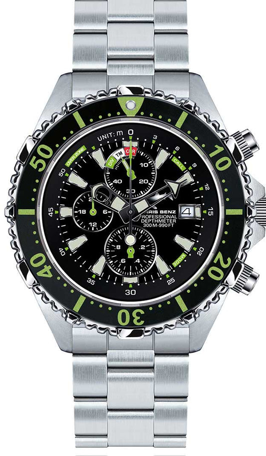 Herrenuhr Taucheruhr - Serie: Depthmeter Chronograph 300M - Chris Benz Modell: CB-C300-G-MB