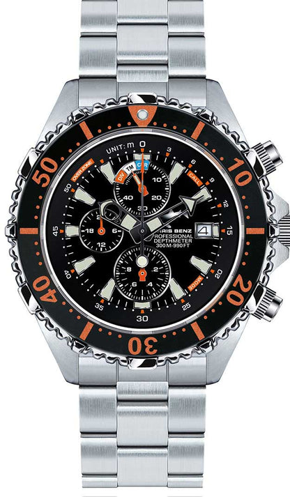 Chris Benz Depthmeter Chronograph 300M CB-C300-O-MB Herren Uhr • Saphirglas • 30 Bar