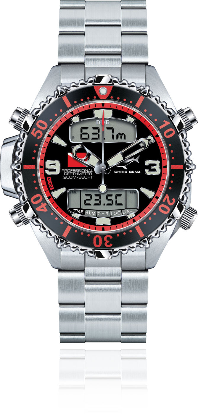 Chris Benz CB-D200X-R-MB Herren Uhr • Hai-Proof • Tiefenmesser