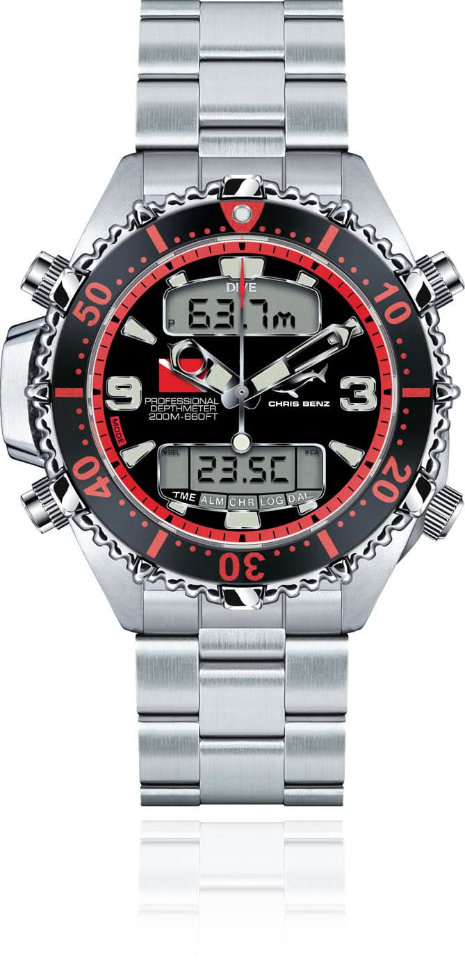 Chris Benz CB-D200X-R-MB Herren Uhr • Hai-Proof • Tiefenmesser