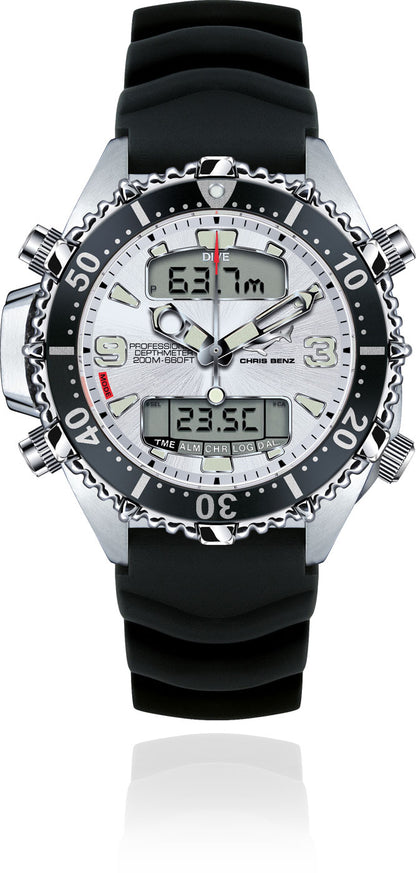Chris Benz Depthmeter Digital 200M CB-D200X-SI-KBS Men's Watch • Shark-Proof • Sapphire Crystal