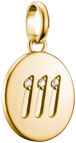 Charm-Anhänger, Engelszahlen 111, mit weißen Edelsteinen, aus Silber, vergoldet - Thomas Sabo Modell: CC1248-414-14