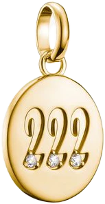 Charm-Anhänger, Engelszahlen 222, mit weißen Edelsteinen, aus Silber, vergoldet - Thomas Sabo Modell: CC1249-414-14