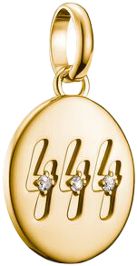 Charm-Anhänger, Engelszahlen 444, mit weißen Edelsteinen, aus Silber, vergoldet - Thomas Sabo Modell: CC1251-414-14