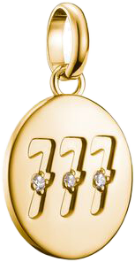 Charm-Anhänger, Engelszahlen 777, mit weißen Edelsteinen, aus Silber, vergoldet - Thomas Sabo Modell: CC1254-414-14