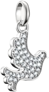 Thomas Sabo Charm-Anhänger, Friedenstaube mit weißen Edelsteinen, aus Silber