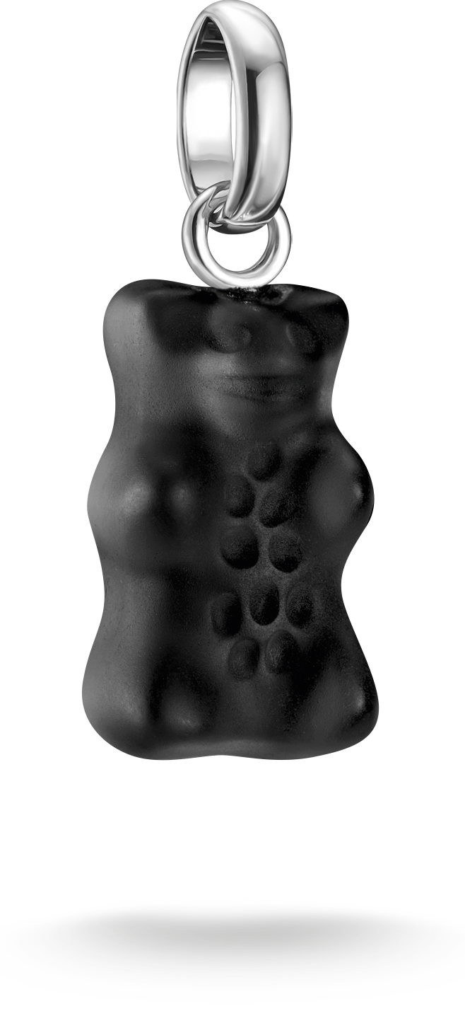 Thomas Sabo Charm-Anhänger, Goldbär aus Glas, in schwarz, aus Silber