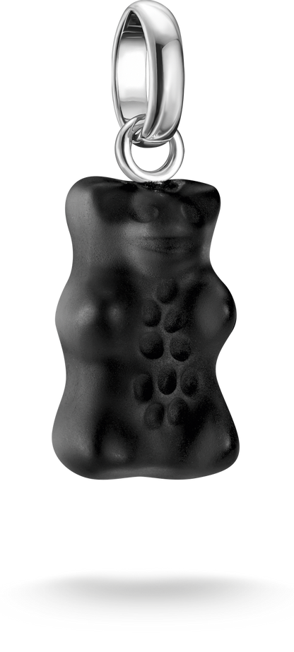 Thomas Sabo Charm-Anhänger, Goldbär aus Glas, in schwarz, aus Silber