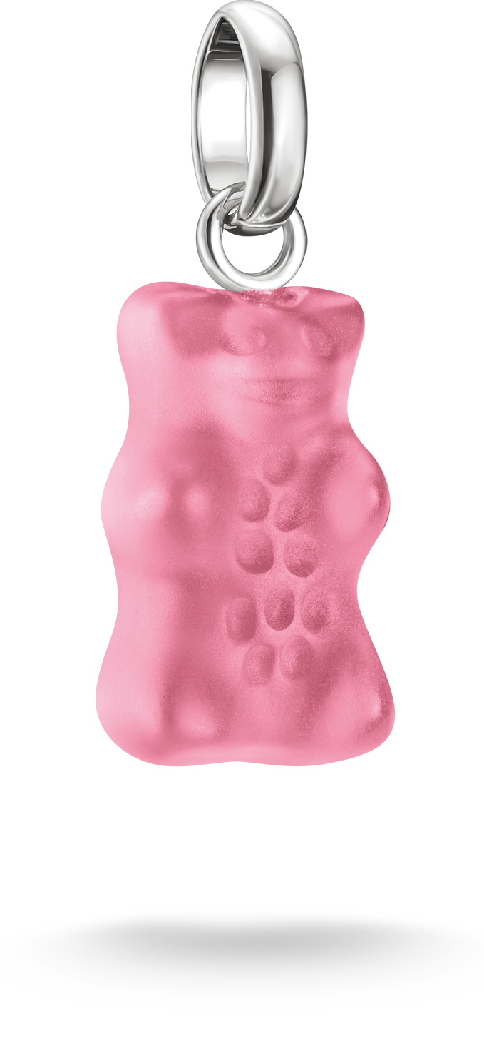 Thomas Sabo Charm-Anhänger, Goldbär aus Glas, in pink, aus Silber