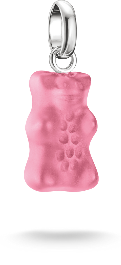 Thomas Sabo Charm-Anhänger, Goldbär aus Glas, in pink, aus Silber