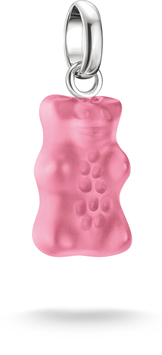 Thomas Sabo Charm-Anhänger, Goldbär aus Glas, in pink, aus Silber