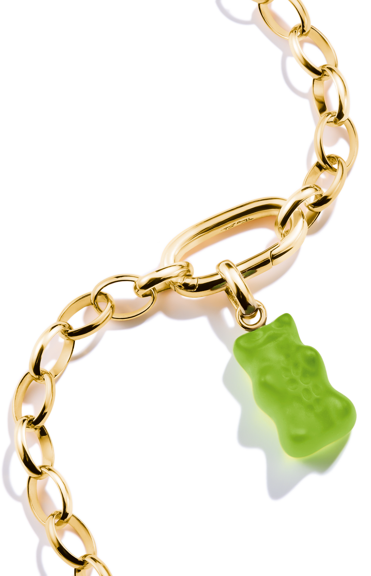 Thomas Sabo Charm-Anhänger, Goldbär aus Glas, in grün, aus Silber, vergoldet