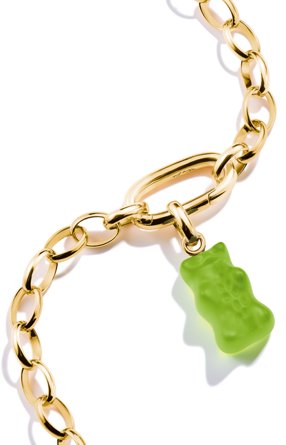 Thomas Sabo Charm-Anhänger, Goldbär aus Glas, in grün, aus Silber, vergoldet